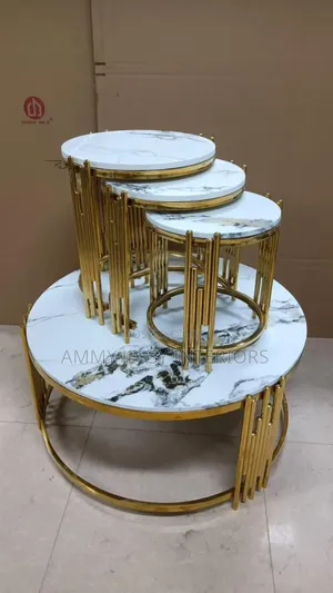 Model Round Center Table And Side Stools Table.