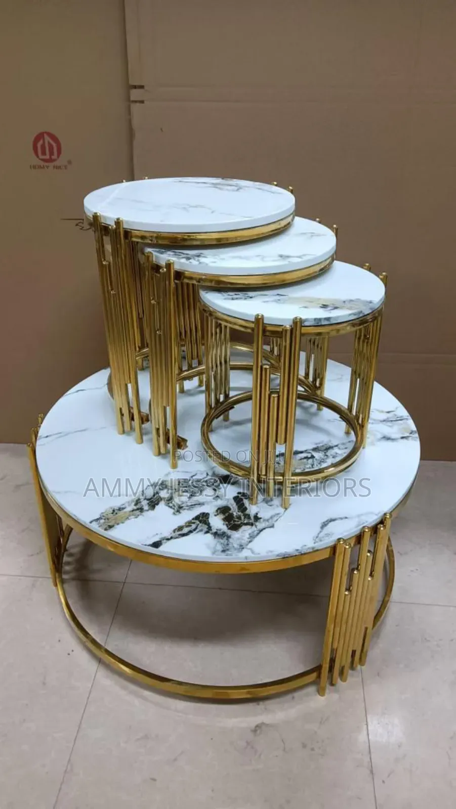Model Round Center Table And Side Stools Table.