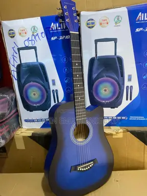 Audio Sound Acoustic Guitar Blue 39 Inches With Free Bag and Strap