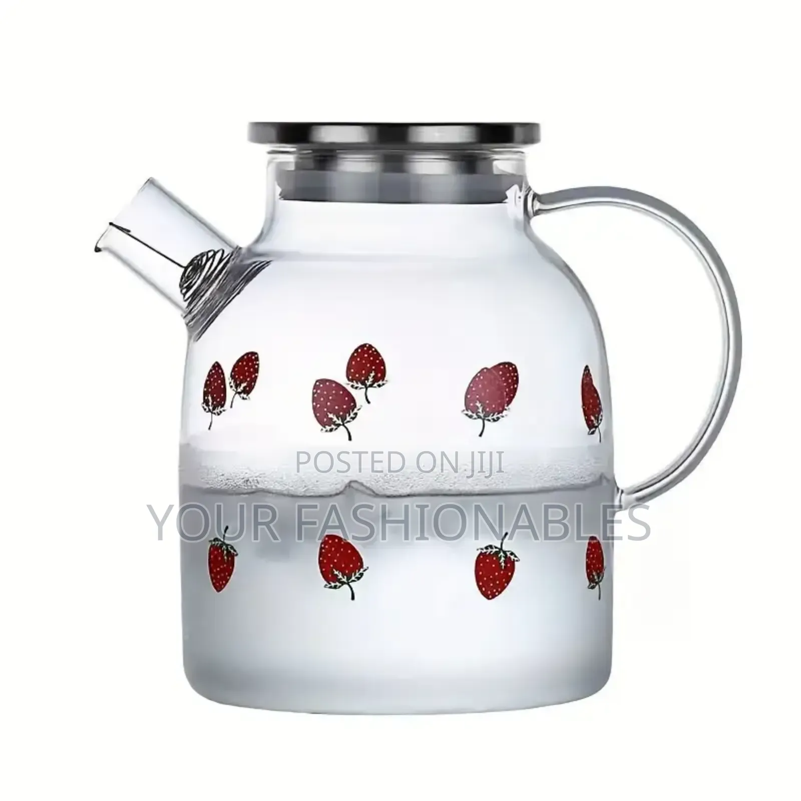 Large Borosilicate Glass Strawberry Teapot and Jug