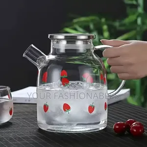 Large Borosilicate Glass Strawberry Teapot and Jug