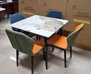 Polished Natural Stone/Marble Table With Four Chairs