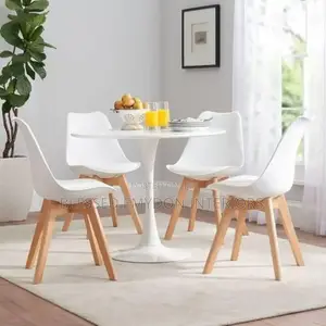 Luxury Dinning Round Table(Pole Base) +4 Foam Sitting Chairs