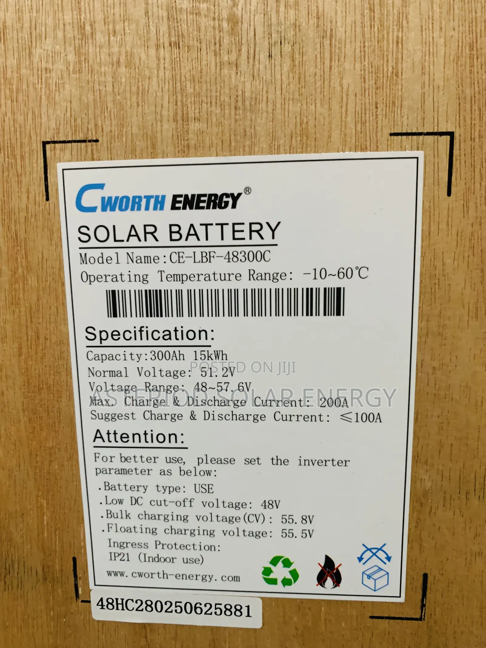 15kwh 51.2v Cworth Lithium Ion Battery