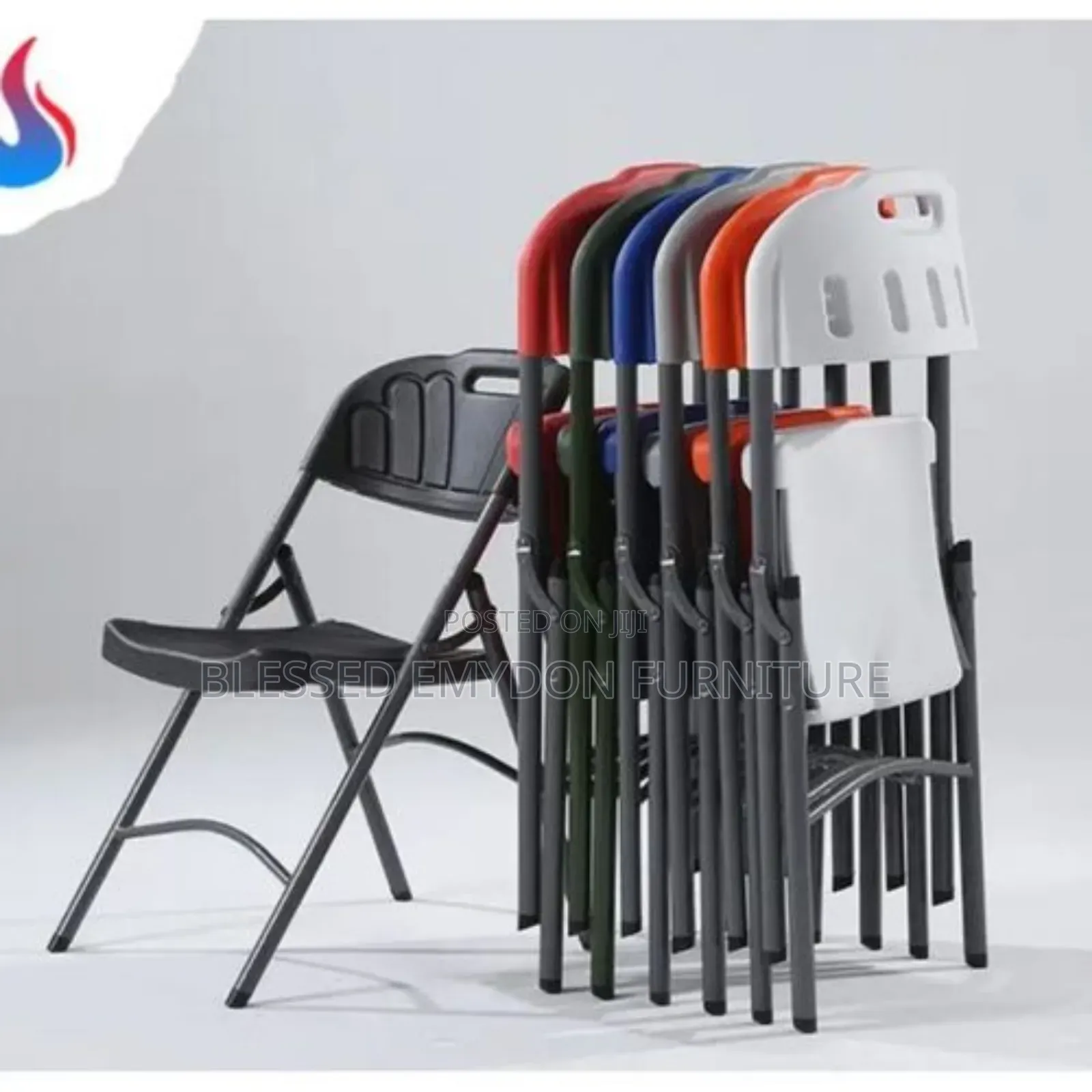 Foldable Mobile Plastic Chair Black (Heavy Duty)