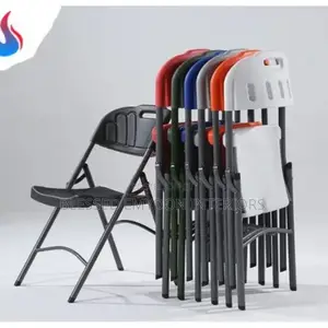 Foldable Mobile Plastic Chair Black (Heavy Duty)