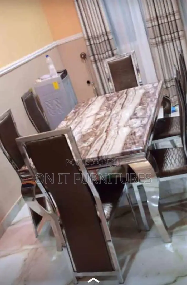 Marble Dining Table With Luxury Leather Chairs,Modern Premium Quality