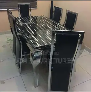 Marble Dining Table With Luxury Leather Chairs,Modern Premium Quality