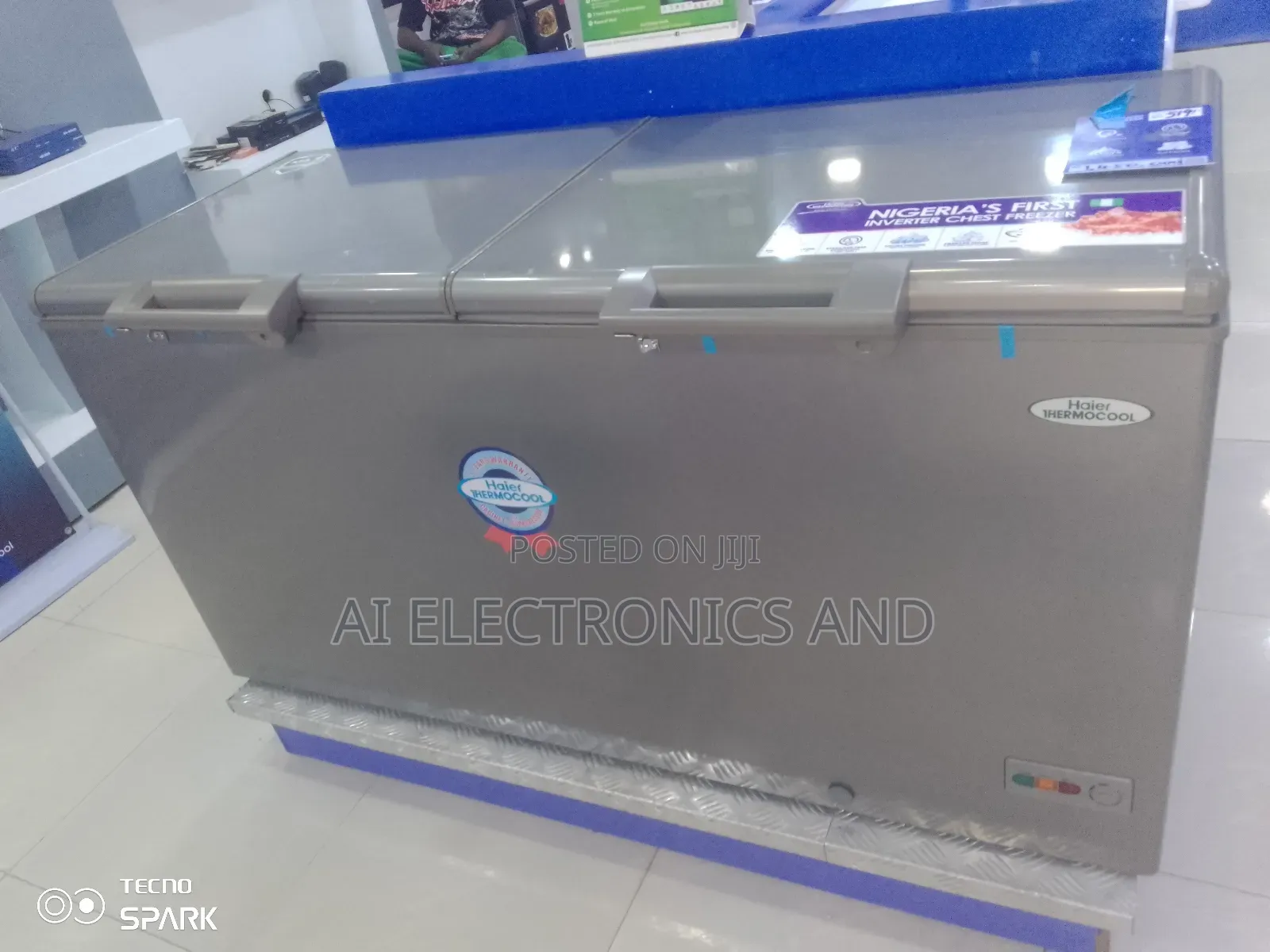 Haier Thermocool Double Door Freezer Model 519is Silver Color.