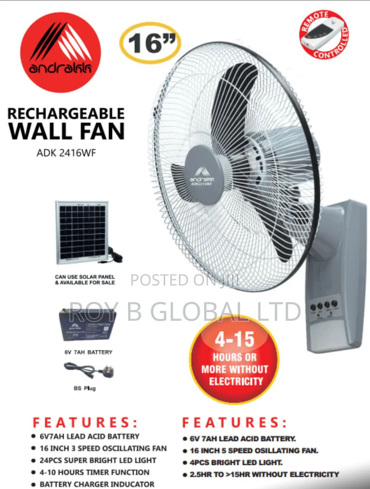 Rechargeable Wall Fan
