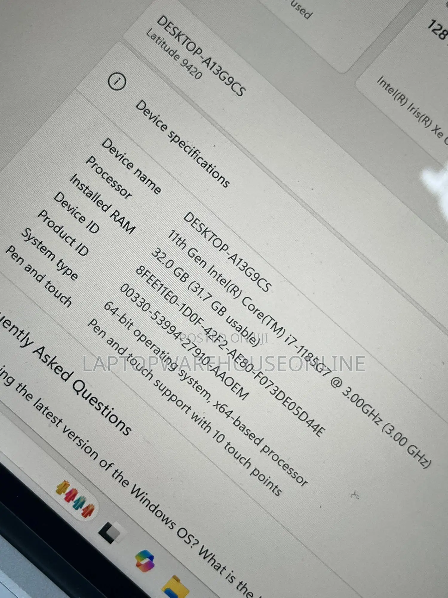 Laptop Dell Latitude 9420 32GB Intel Core I7 SSD 1T
