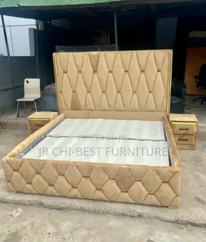 Set of Durable Living Room HDF Upholstery 6 by 6 Bedframe