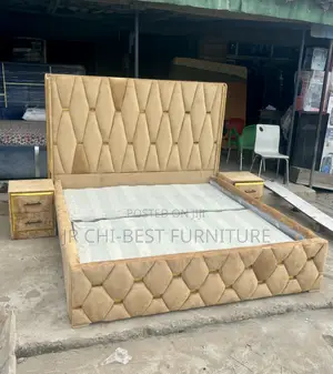 6 by 6 Stellar Upholstery Bedframe Padded Wooden Set Including Drawers