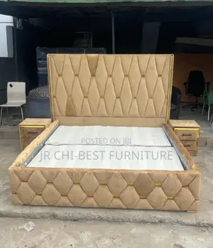 Unbeatable Quality 6 by 6 Padded HDF Wooden Upholstery Bedframe