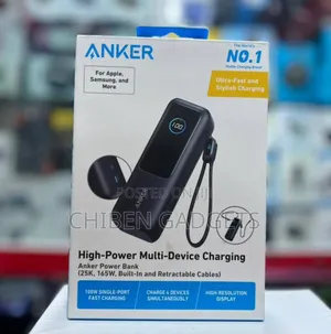 Anker High Power Bank 165w Built in and Retractable Cable