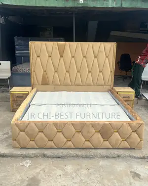 Unbeatable Upholstery 6 by 6 Wooden HDF Upholstery Bedframe Set