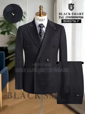 New Arrivals Black Smart Double Breasted Suit