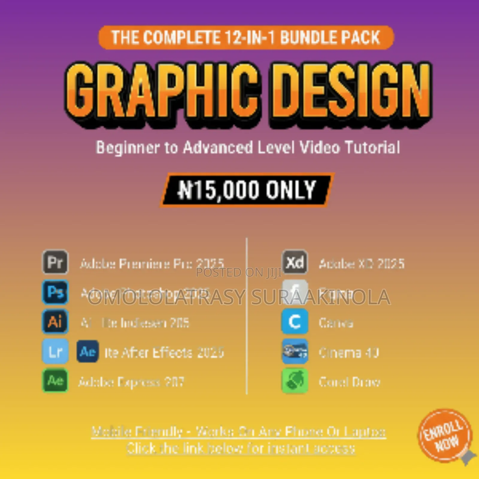 Graphic Design 12-in-1 Tutorial Bundle | Beginner To Advanced ₦15,000.