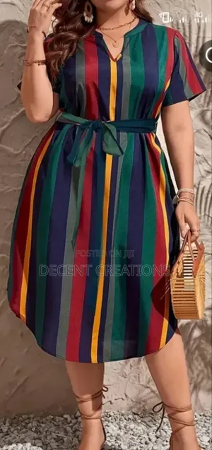 Mid - Year Promo:Plus Size Multi-Coloured Striped Gown. Size 4xl.
