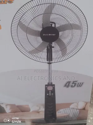 Power Deluxe Rechargeable Fan 18inches Black Color