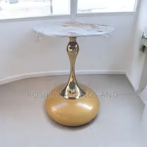 Slate Marble Top Coffee Side Stool Table( Gold Frame Support)