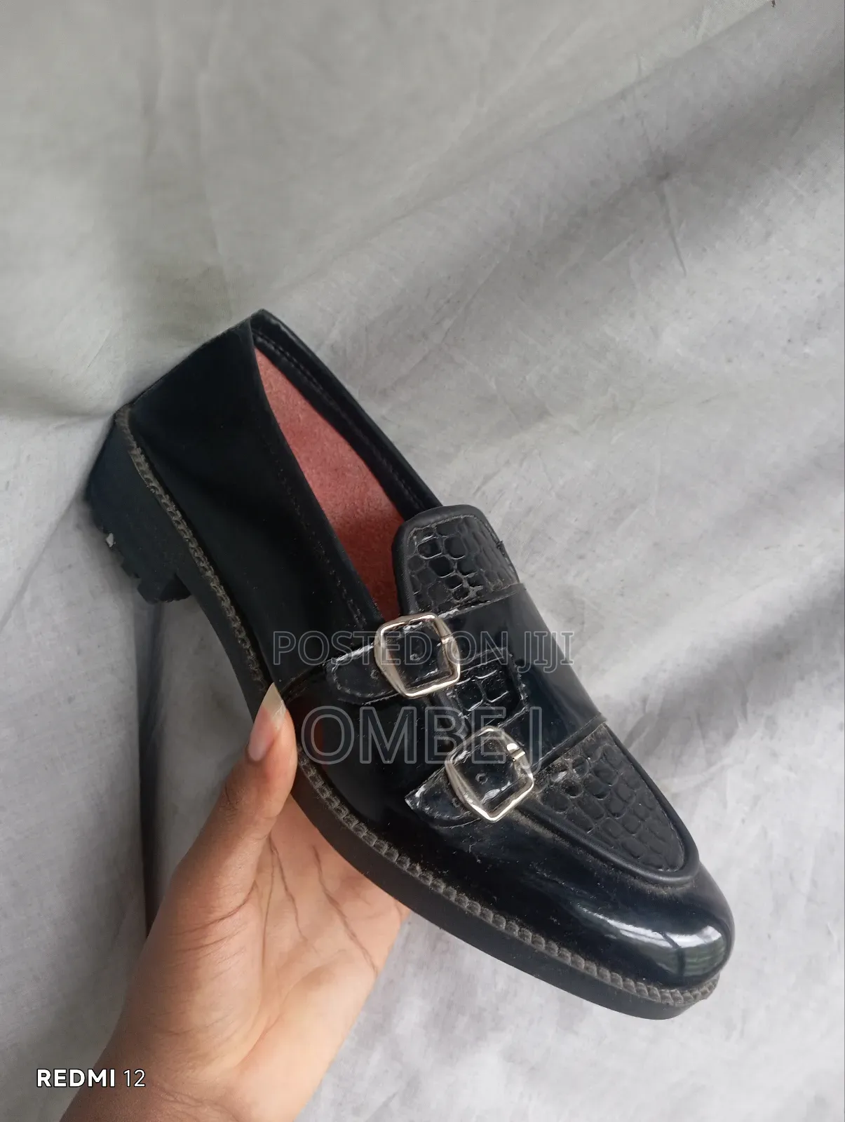Black Leather Monk Strap Loafers.