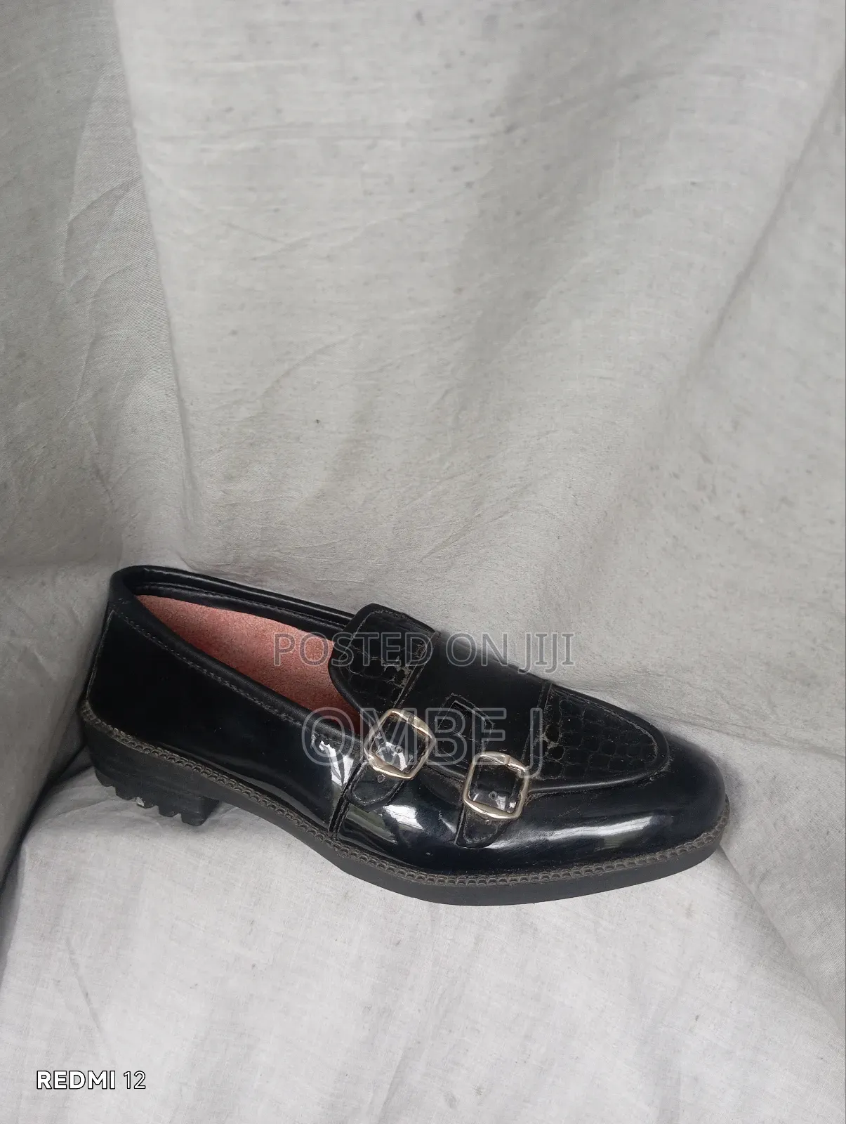 Black Leather Monk Strap Loafers.