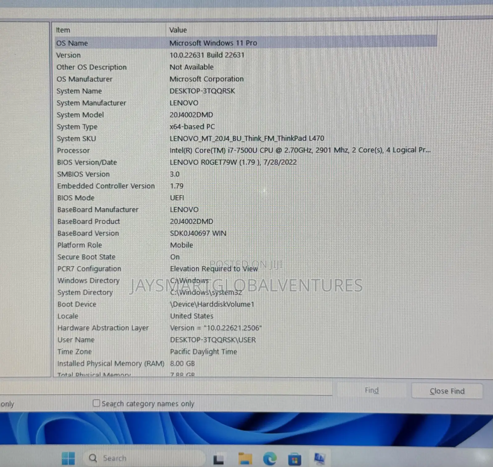 Laptop Lenovo ThinkPad L470 8GB Intel Core i7 SSD 256GB