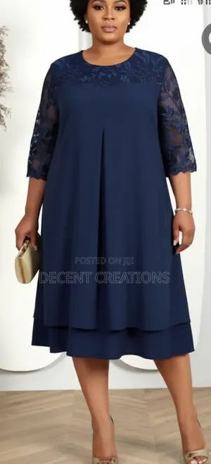 Mid - Year Promo: Navy Blue Women's Chiffon Gown. Size 1xl ( Xxl).