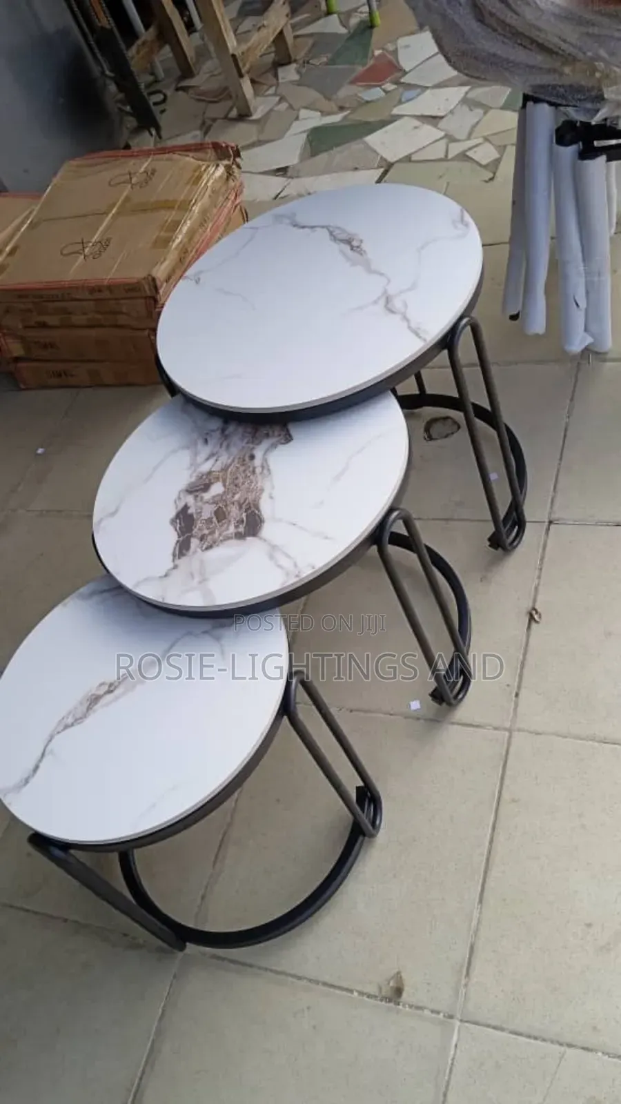 Living Room Marble Side Stools ( 3 Set)
