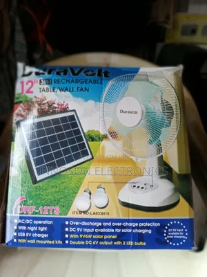 Duravolt Rechargeable Table Wall Fan With Solar Panel 3in1