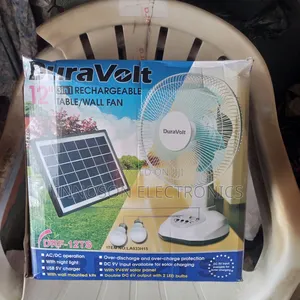 Duravolt Rechargeable Table Wall Fan With Solar Panel 3in1