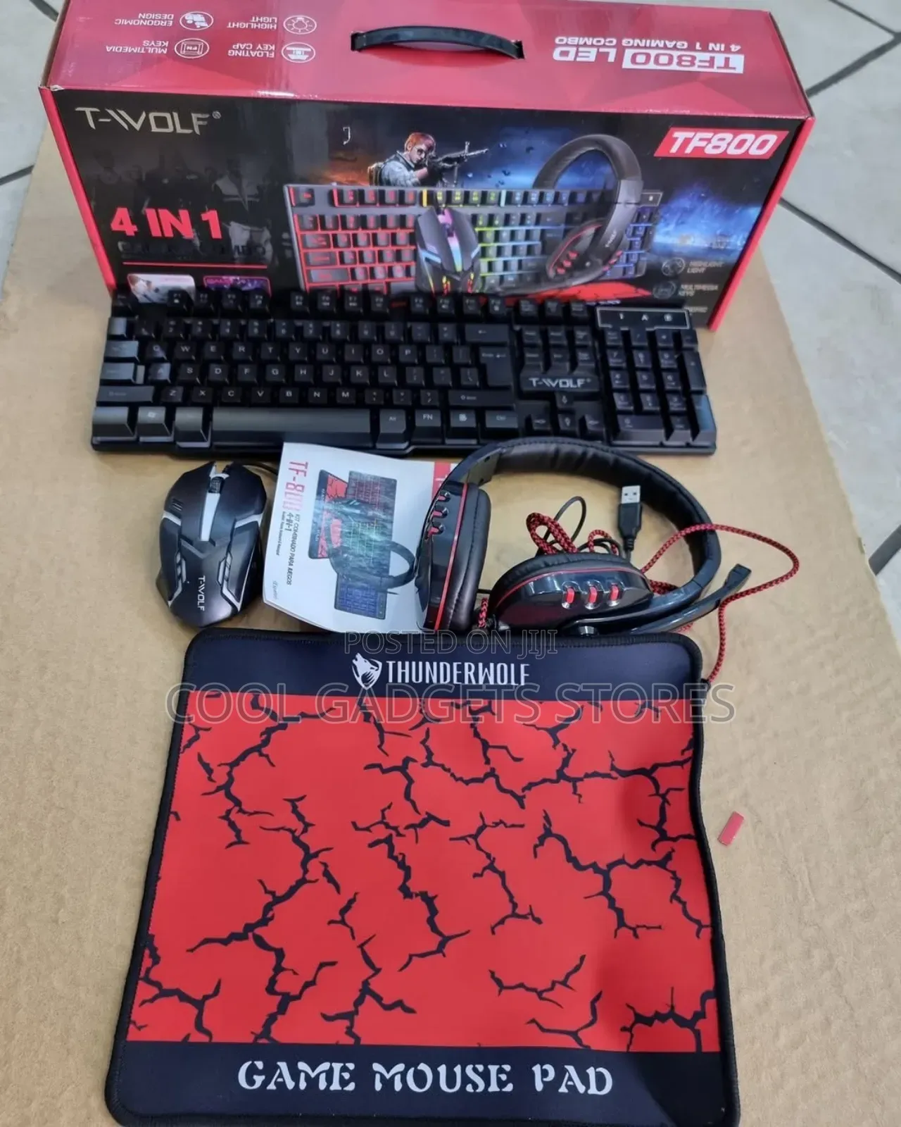 T-Wolf 4-in-1 Gaming Combo Set Backlit Led Keyboard, Mouse, Headset