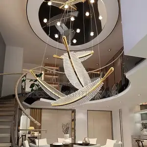 Size 1000mm Villa Duplex Building Loft Chandelier Rotating Staircase,