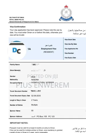 Oman 2 Years Freelance Work Visa (100%)