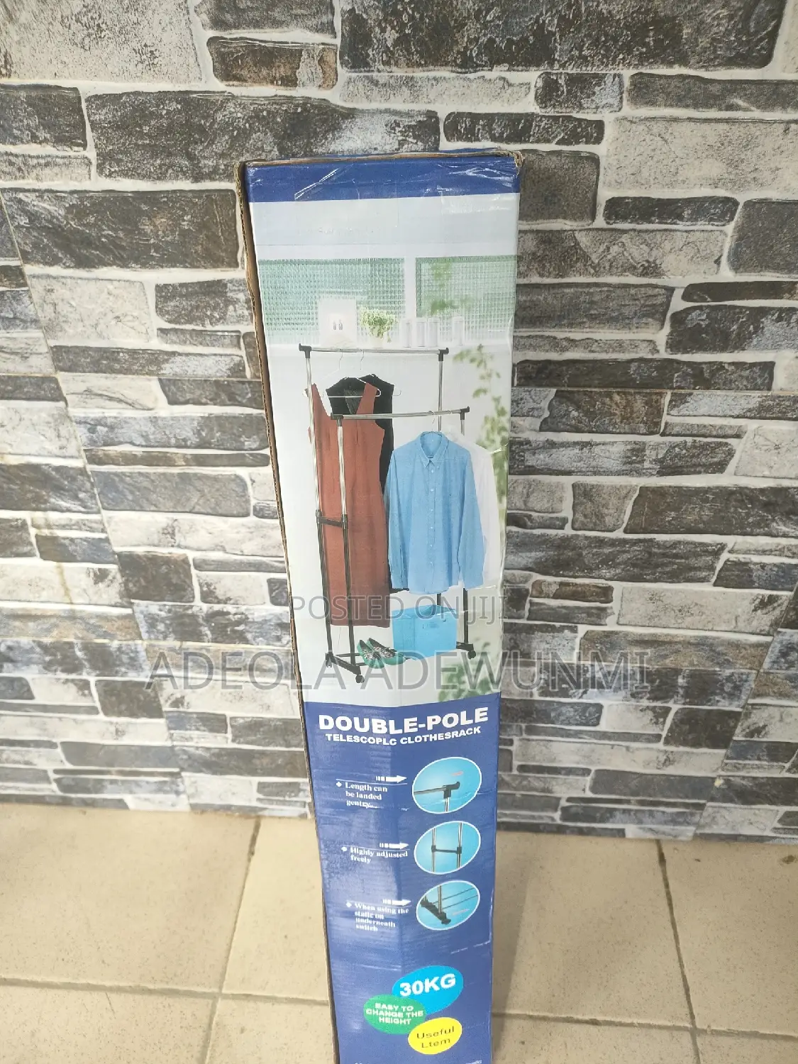 Clothes Hanger / Drying Rack Double Poles With Wheel
