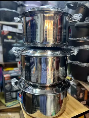 3-Piece Stainless Steel Cookware Set (Big Sizes)