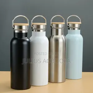 Stainless Steel Vacuum Water Bottle With Handle and Bamboo