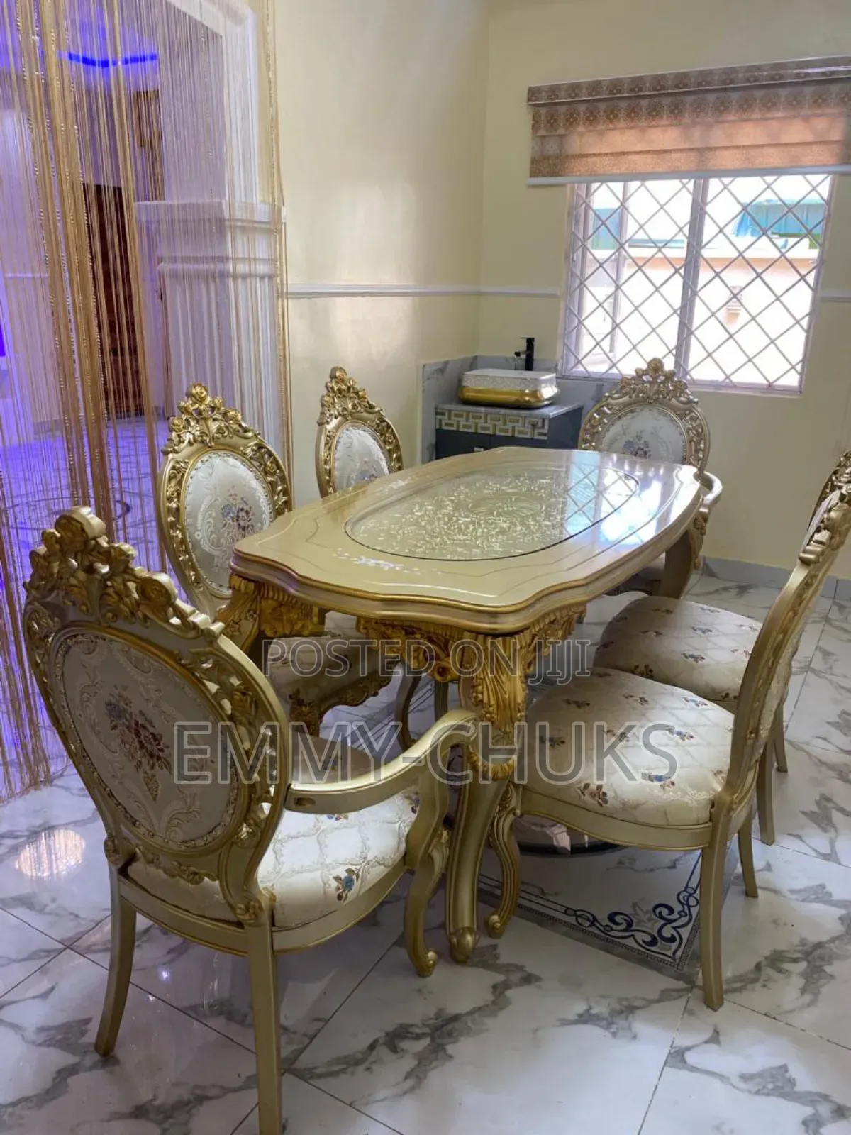 Marble Dinning Table 6 Chairs