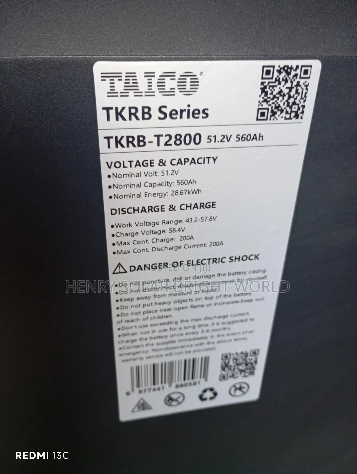 Taico 28kwh 48v Lithium Ion Battery