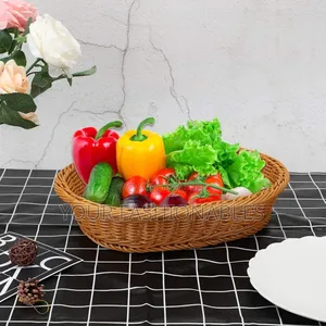 Oval Wicker Fruit Basket for Pastries and Vegetables