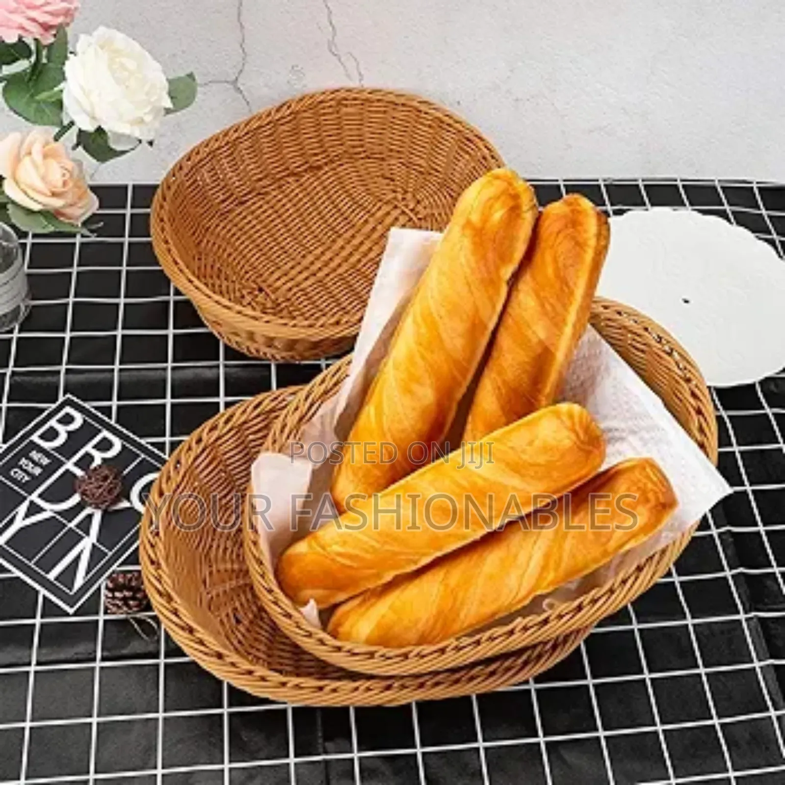 Oval Wicker Fruit Basket for Pastries and Vegetables