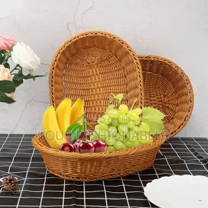 Oval Wicker Fruit Basket for Pastries and Vegetables