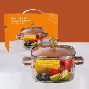 Square Doouble Handled Glass Pot