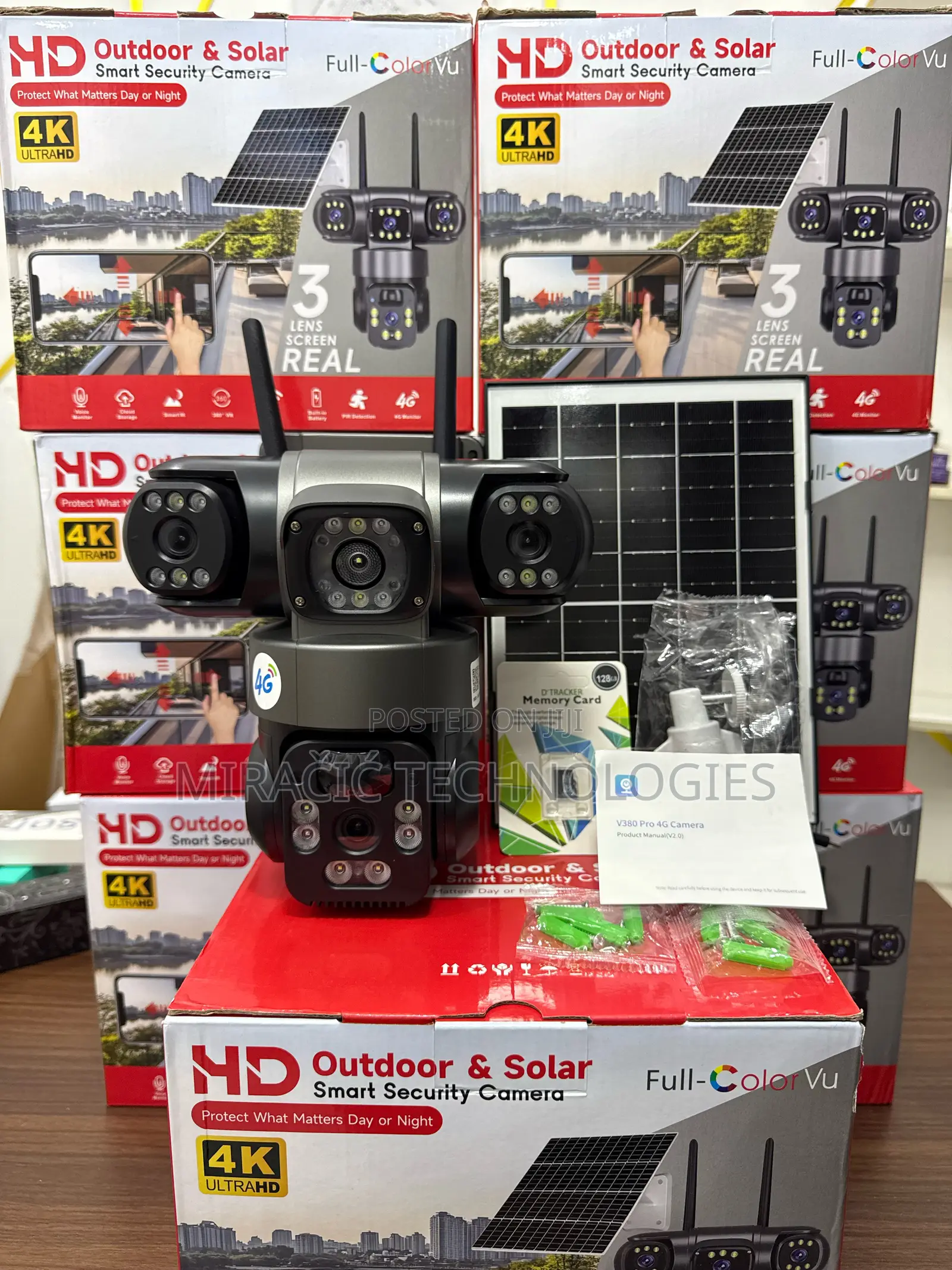 V380 3 Lens Solar Camera