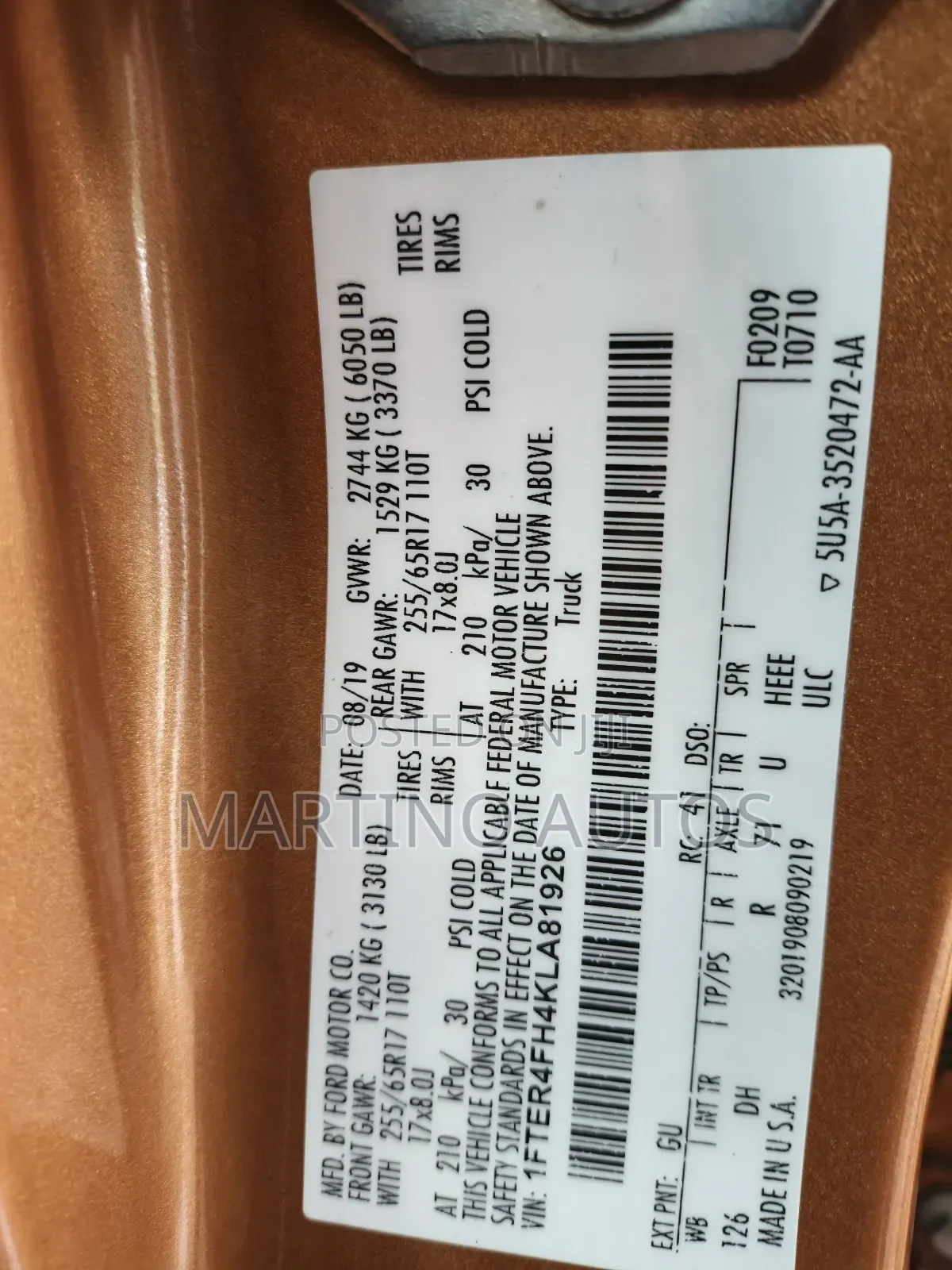 Ford Ranger 2020 Gold