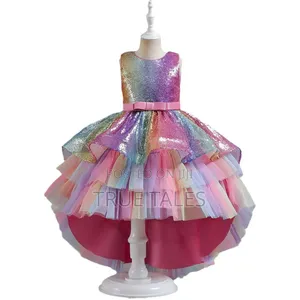 Princess Multicolored Ball Gown Tail Dress For Ages 2 To 11 Years