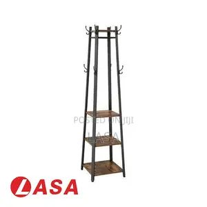 Coat Rack With 3-Shelf Stand for Hanging Bags and Clothes