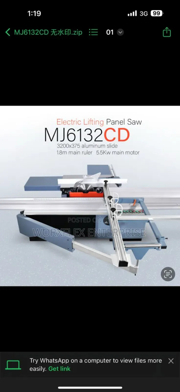 Industrial Sliding Panel Saw Cutting Machine