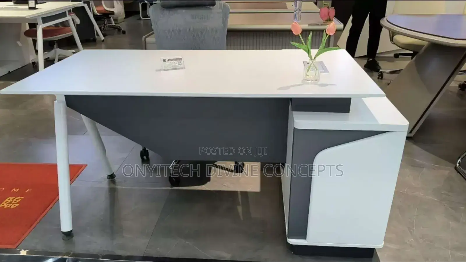 L Shape White Office Table
